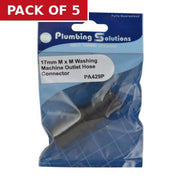 17mm M x M Washing Machine Outlet Hose Connector - Pack of 5