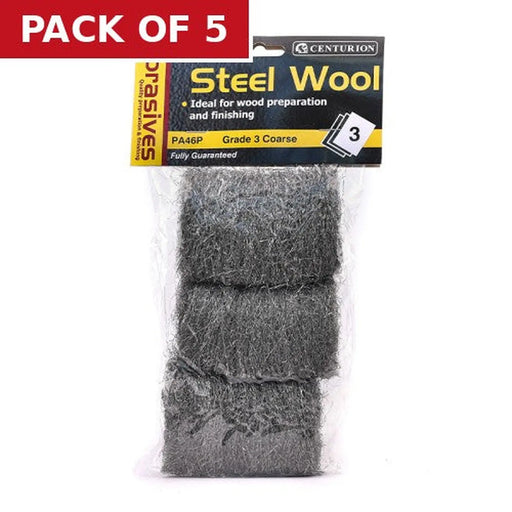 Abrasives Steel Wire Wool, 3 Coarse (Pack of 3) - Pack of 5