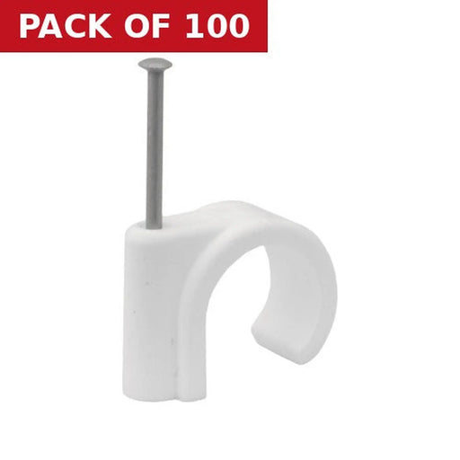 10mm Plastic Nail In Pipe Clips - Pack of 100