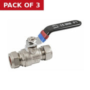 22mm Lever Ball Valve with Red/Blue ID Rings - Pack of 3