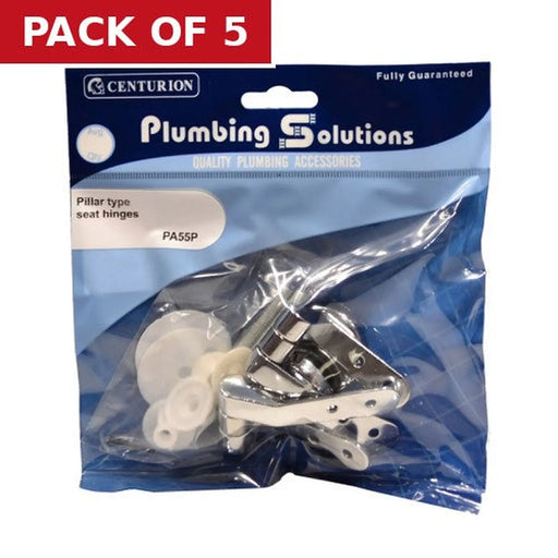 Pillar Type Toilet Seat Hinges - Polished Chrome - Pack of 5