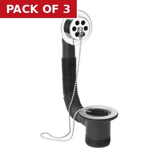 1 1/2" BSP Bath Combined Waste & Overflow - Chrome - Pack of 3