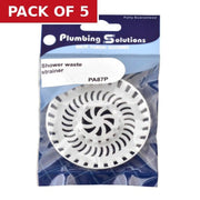 80mm Plastic Bath/Shower Strainer - White - Pack of 5