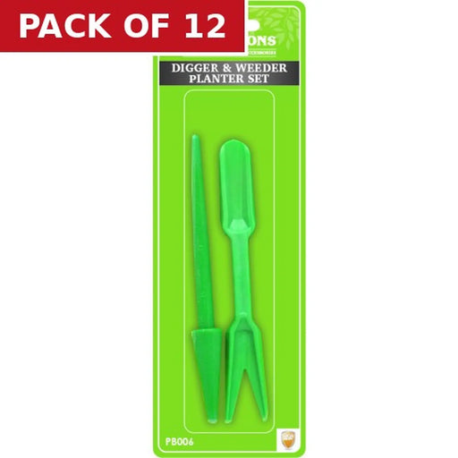 Dibber & Weeder Planting Set, Green, 2 Pack - Pack of 12