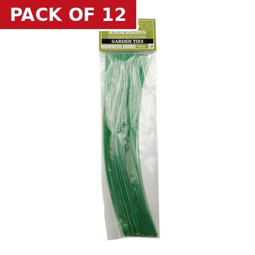 Garden Plant Ties, Green, 250mm - Pack of 12