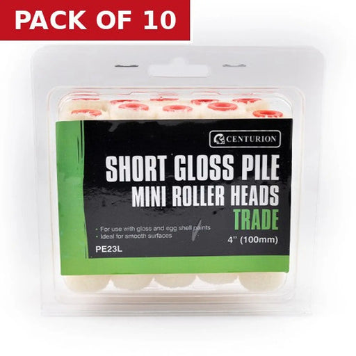 Trade Short Gloss Pile Mini Rollers, 100mm / 4" (Set of 10) - Pack of 10
