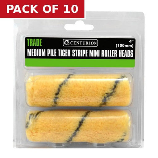 Trade Medium Pile Tiger Stripe Mini Rollers, 100mm / 4" (Set of 2) - Pack of 10