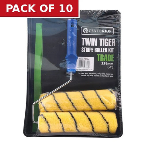 Trade Twin Tiger Stripe Roller and Tray, 225mm x 38mm / 9" - Pack of 10