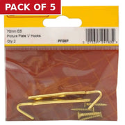 60mm EB Picture Plate 'J' Hook (Pack of 2) - Pack of 5