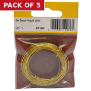 6m Brass Picture Wire - Pack of 5