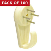 40mm Plastic Hard Wall Picture Hooks - Pack of 100