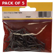 25mm Fine Cut Steel Tacks (50g) - Pack of 5