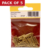 20mm Solid Brass Panel Pins (25g) - Pack of 5
