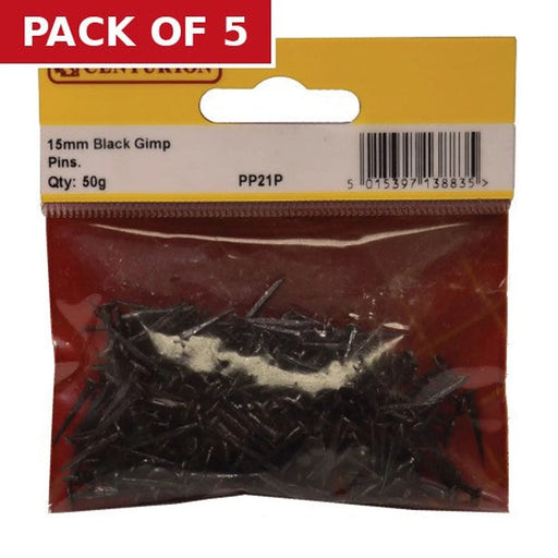 15mm Black Gimp Pins  (50g) - Pack of 5