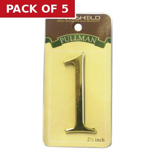 2 1/2" Gold Effect Pullman Numeral 1 - Pack of 5