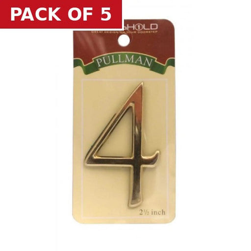 2 1/2" Gold Effect Pullman Numeral 4 - Pack of 5