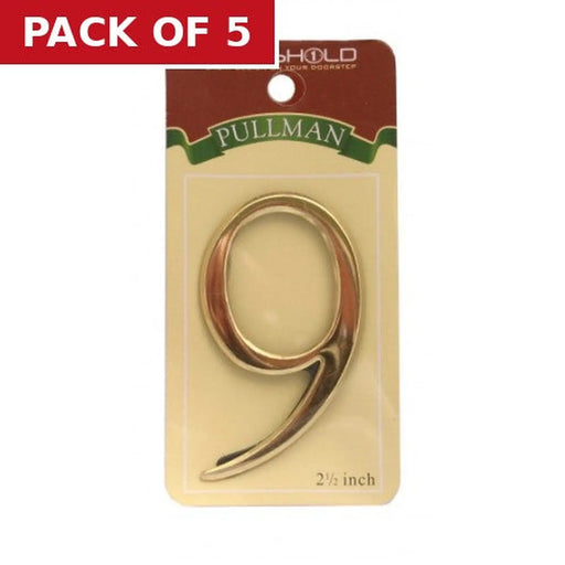 2 1/2" Gold Effect Pullman Numeral 9 - Pack of 5