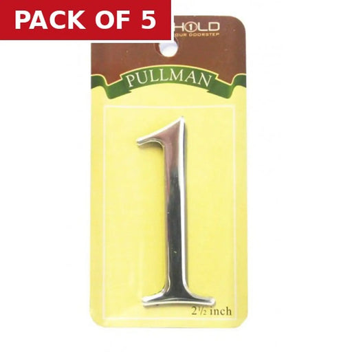 2 1/2" Silver Effect Pullman Numeral 1 - Pack of 5