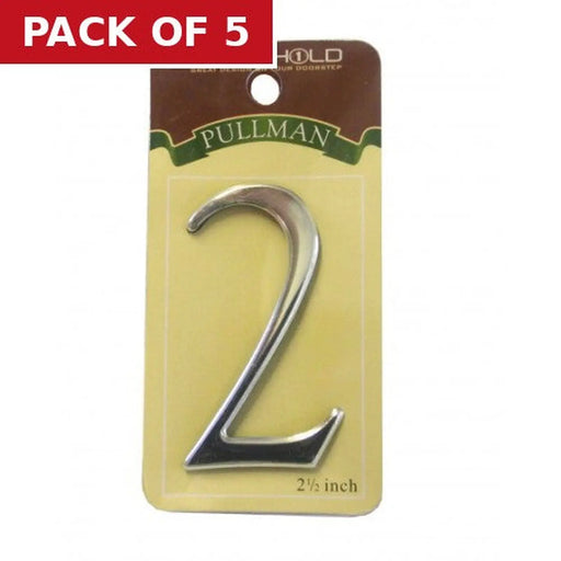 2 1/2" Silver Effect Pullman Numeral 2 - Pack of 5
