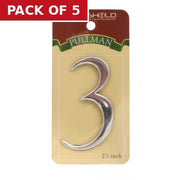 2 1/2" Silver Effect Pullman Numeral 3 - Pack of 5