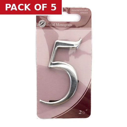 2 1/2" Silver Effect Pullman Numeral 5 - Pack of 5