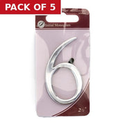 2 1/2" Silver Effect Pullman Numeral 6 - Pack of 5