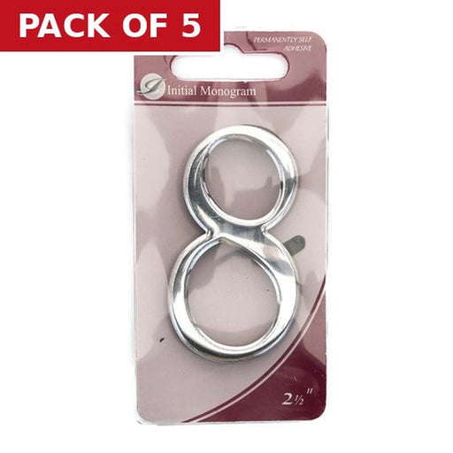 2 1/2" Silver Effect Pullman Numeral 8 - Pack of 5