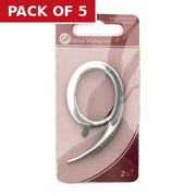2 1/2" Silver Effect Pullman Numeral 9 - Pack of 5