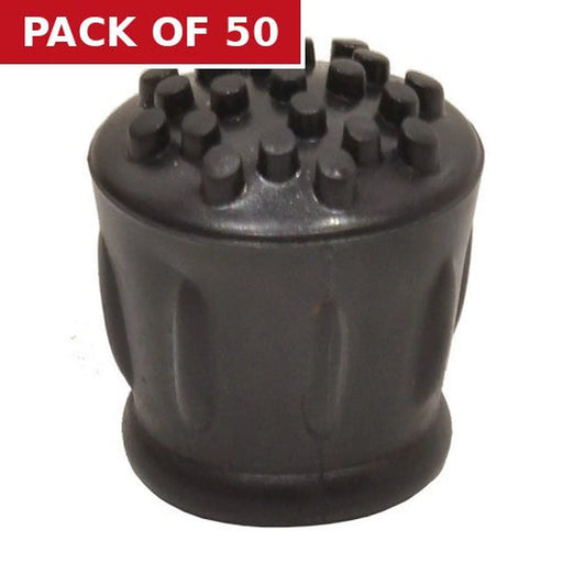 19mm Black Rubber Walking Stick Ferrule - Pack of 50