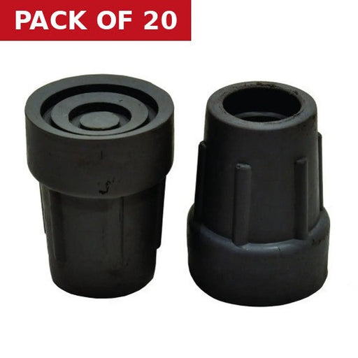 19mm Black Rubber Crutch Ferrule - Pack of 20