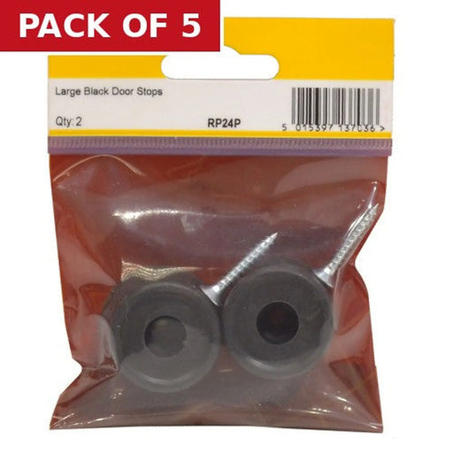 35mm Black Plastic Door Stops (Pack of 2) - Pack of 5