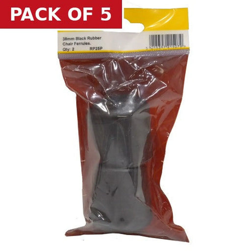 32mm Black Rubber Chair Ferrule (Pack of 2) - Pack of 5