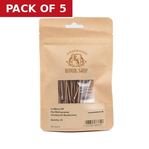 Repair Shop Pozi Multi Purpose C/S Woodscrews - ZYP - 5 x 80mm - - Pack of 5