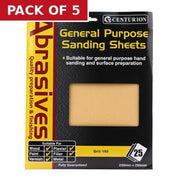 Abrasives Sandpaper Sheets, Fine 0/180 Grit - Pack of 5