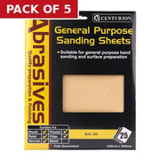 Abrasives Sandpaper Sheets, Medium 1/120 Grit - Pack of 5