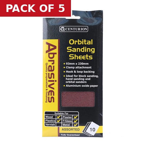 Abrasives Hook and Loop Orbital Sanding Sheets, Assorted 115mm x - Pack of 5