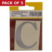 51mm Silver Traditional Oldstyle Font Vinyl Letter C - Pack of 5