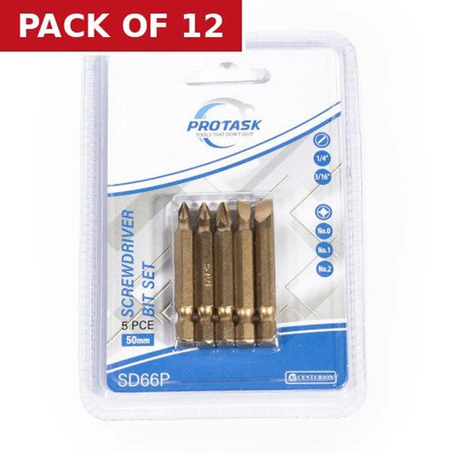 ProTask 50mm Titanium Coated Assorted Screwdriver Bit Set - Pack of 12
