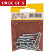 1 1/4" x 6 ZP Cross Recessed Hardened Twin Thread Woodscrews with - Pack of 5