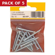 1 1/2" x 6 ZP Cross Recessed Hardened Twin Thread Woodscrews with - Pack of 5