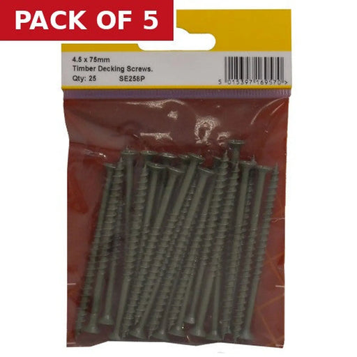 Timber Decking Screws  - 75mm x 4.5mm - Green - (Pack of 25) - Pack of 5