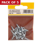 1/2" x 8 ZP Cross Recessed Hardened Twin Thread Woodscrews with - Pack of 5