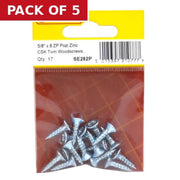 5/8" x 8 ZP Cross Recessed Hardened Twin Thread Woodscrews with - Pack of 5
