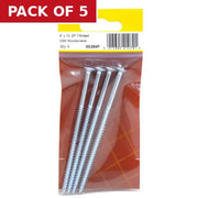 4" x 10 ZP Cross Recessed Hardened Twin Thread Woodscrews with - Pack of 5
