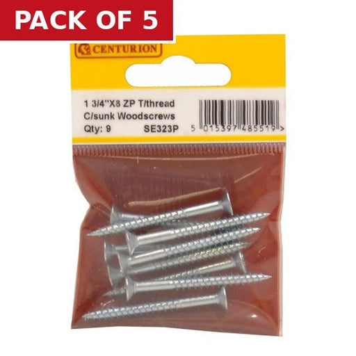 1 3/4" x 8 ZP Cross Recessed Hardened Twin Thread Woodscrews with - Pack of 5