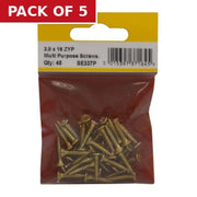 3mm x 16mm ZYP Multi Purpose Single Thread Countersunk Pozi Screws - Pack of 5