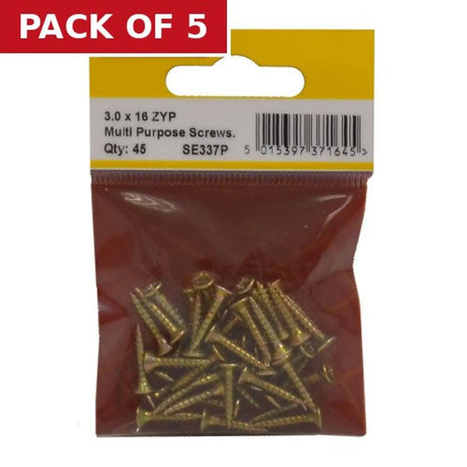 3mm x 16mm ZYP Multi Purpose Single Thread Countersunk Pozi Screws - Pack of 5
