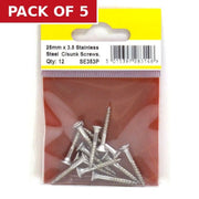 3.5mm x 25mm Stainless Steel Chipboard Screws CRCS Head Countersunk - Pack of 5