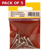 4mm x 25mm Stainless Steel Chipboard Screws CRCS Head Countersunk - Pack of 5