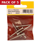 4mm x 40mm Stainless Steel Chipboard Screws CRCS Head Countersunk - Pack of 5